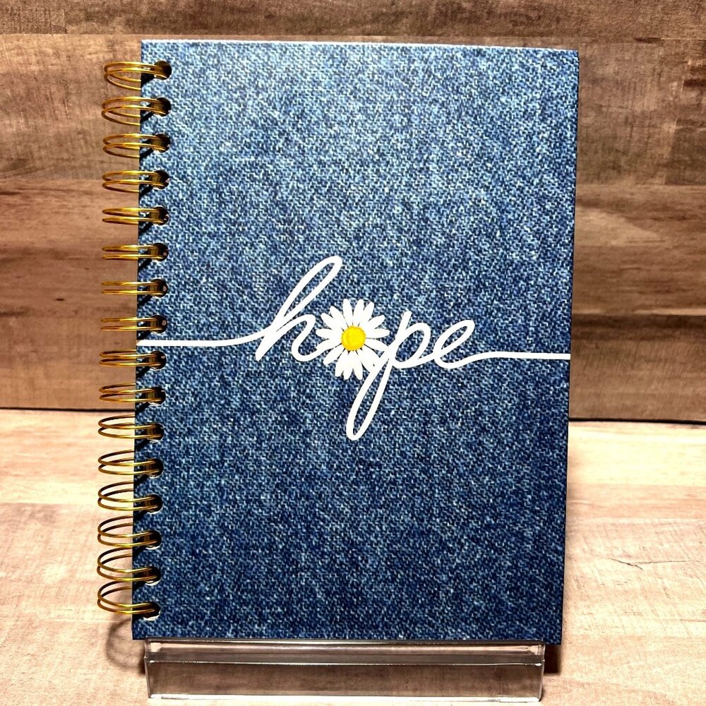 Hope Denim Spiral Notebook With Lined Pages By Votum 6" x 8.25" Hardcover With D